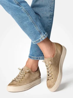 Paul Green – Sneaker aus Veloursleder cognacbraun