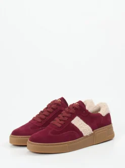 Paul Green – Sneaker aus Veloursleder in Bordeaux