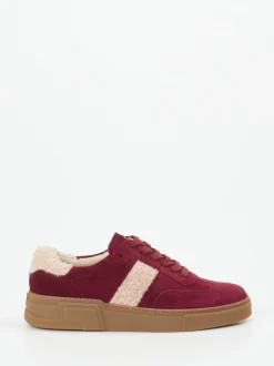 Paul Green – Sneaker aus Veloursleder in Bordeaux