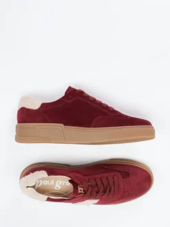 Paul Green – Sneaker aus Veloursleder in Bordeaux