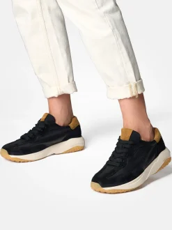 Paul Green – Sneaker aus Velour- und Glattleder schwarz