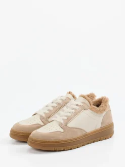 Paul Green – Sneaker aus Velourleder in Creme-Beige