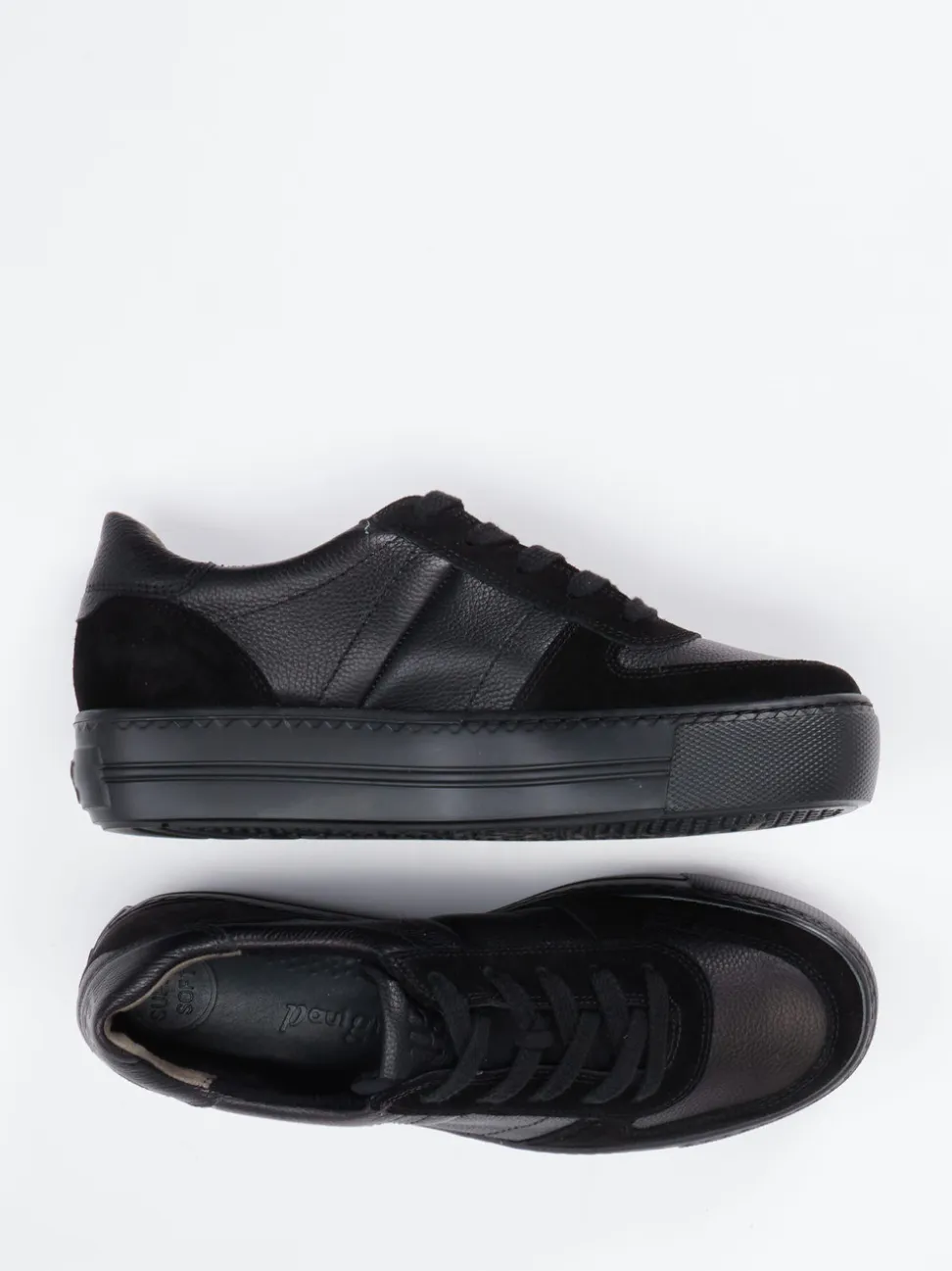 Paul Green – Sneaker aus Velour/Leder Schwarz