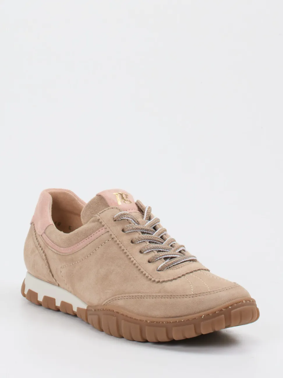Paul Green – Sneaker aus Veloursleder in Beigebraun