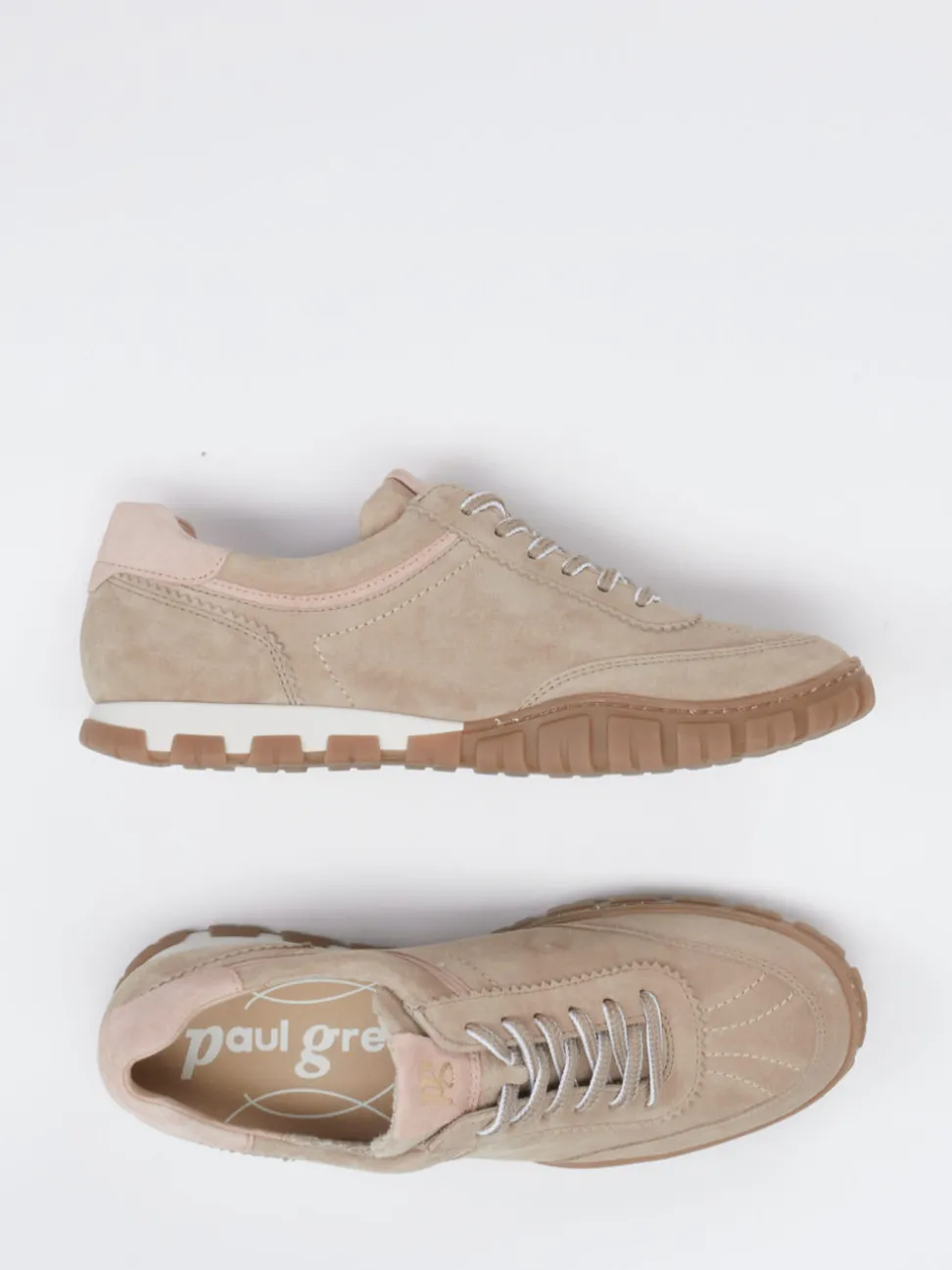Paul Green – Sneaker aus Veloursleder in Beigebraun