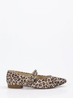 Paul Green – Spangenpumps aus Veloursleder im Leoprint