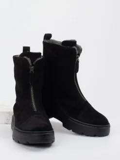 Paul Green – Stiefelette aus Veloursleder Schwarz