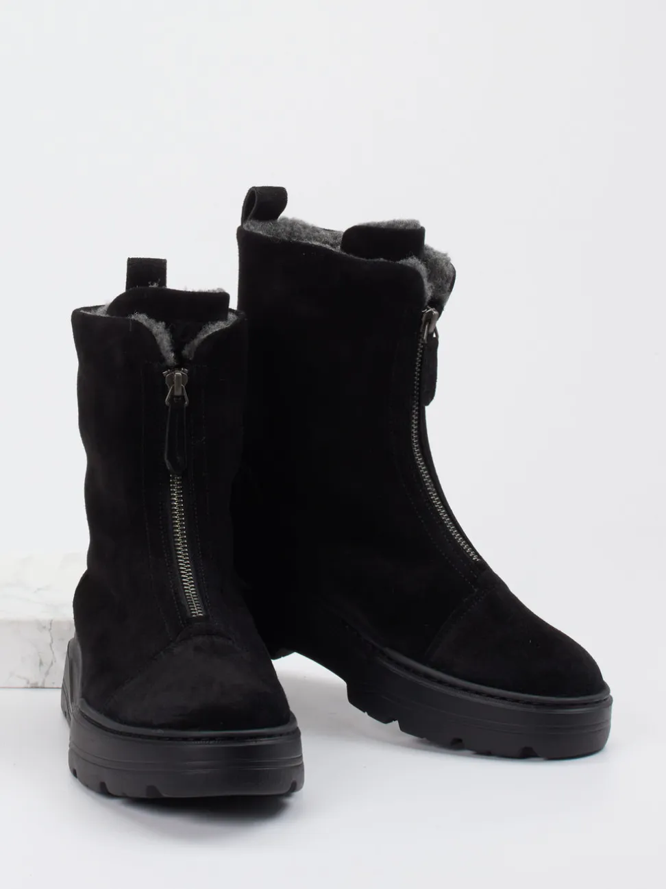 Paul Green – Stiefelette aus Veloursleder Schwarz