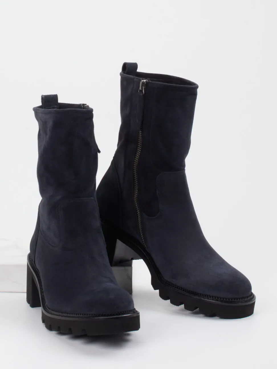 Paul Green – Stiefelette aus Veloursleder Dunkelblau