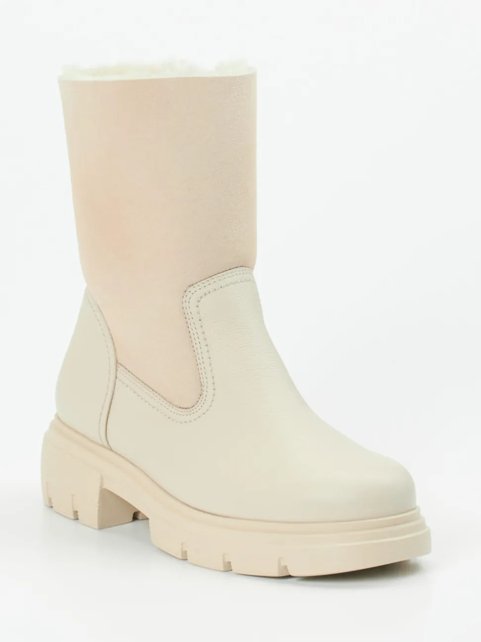 Paul Green – Stiefelette aus Velours- und Glattleder beige
