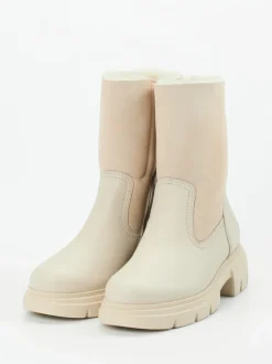 Paul Green – Stiefelette aus Velours- und Glattleder beige