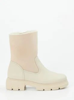 Paul Green – Stiefelette aus Velours- und Glattleder beige