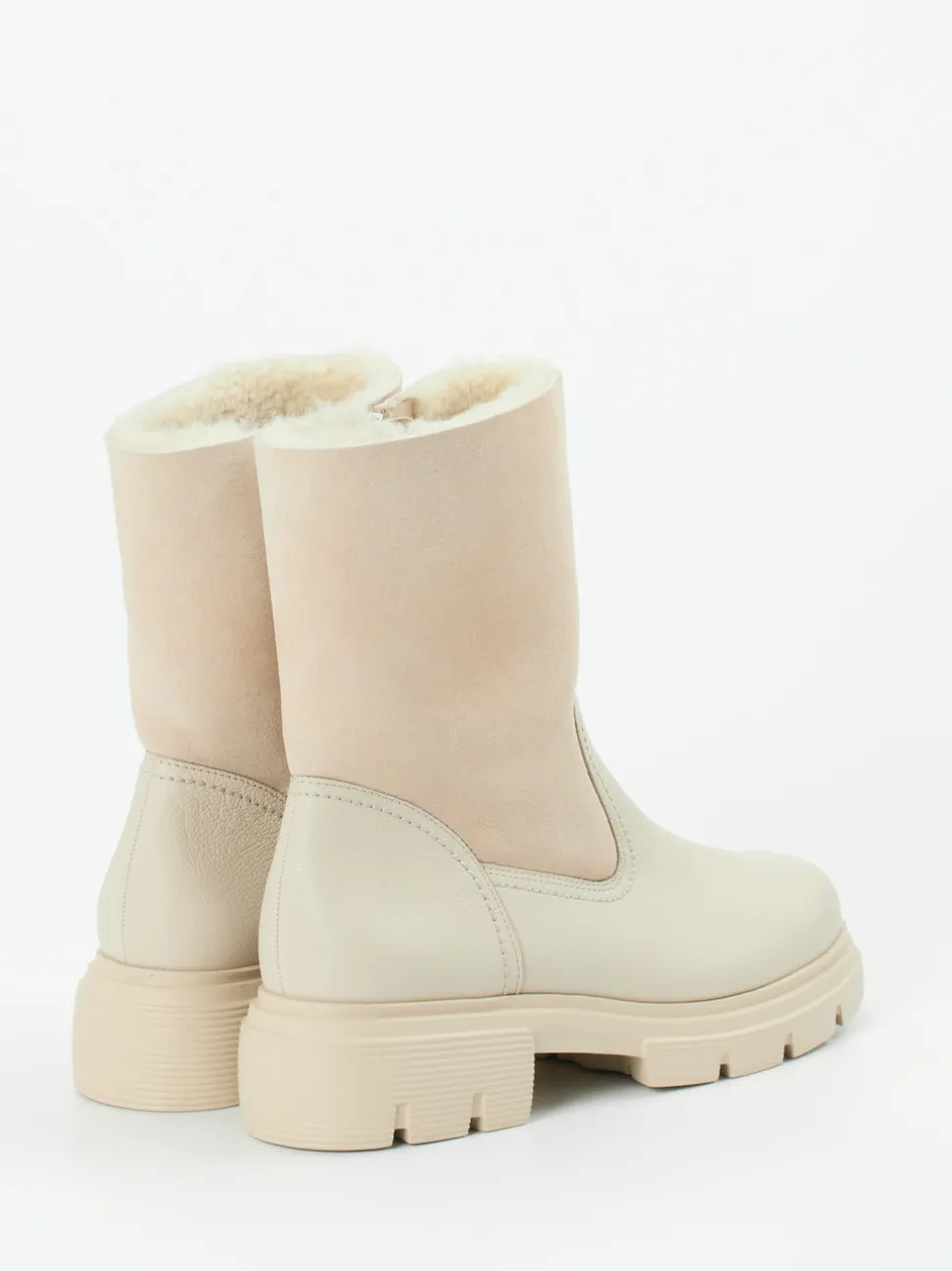Paul Green – Stiefelette aus Velours- und Glattleder beige