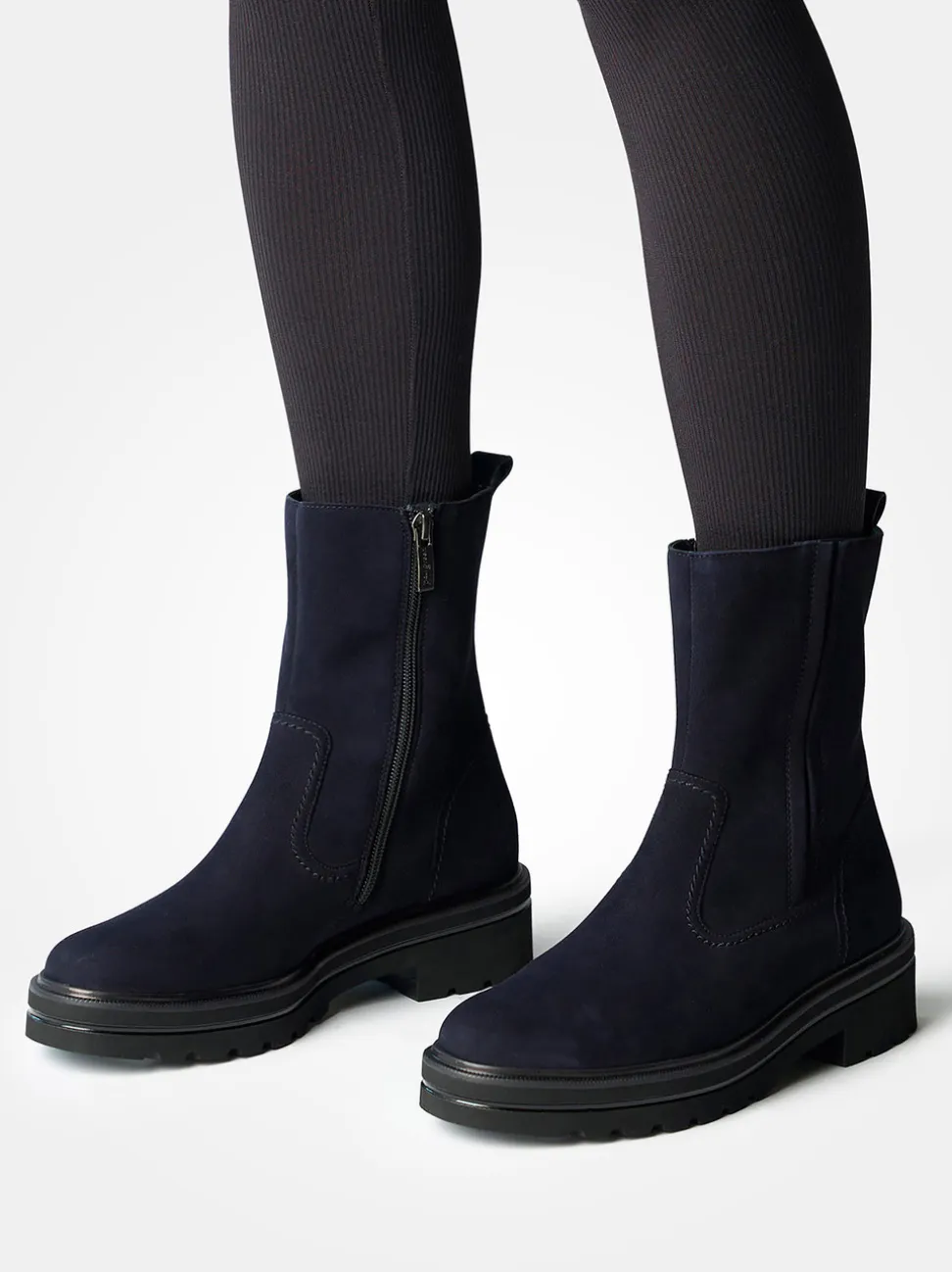 Paul Green – Stiefeletten aus Veloursleder Dunkelblau