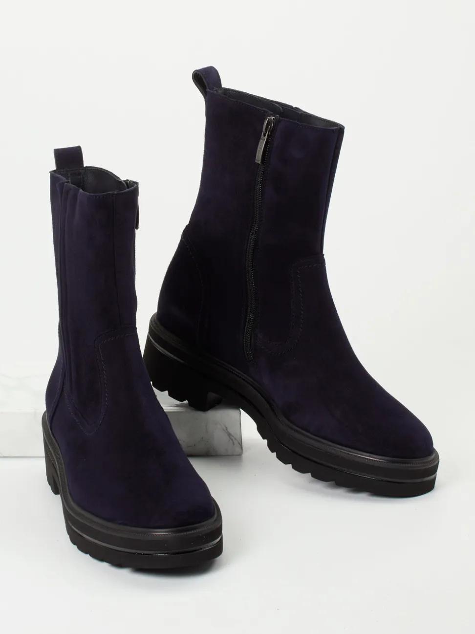 Paul Green – Stiefeletten aus Veloursleder Dunkelblau