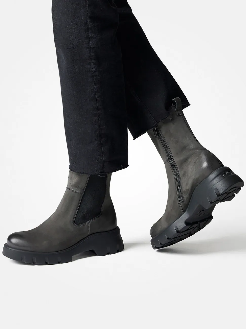 Paul Green – Stiefeletten aus Nubukleder grau