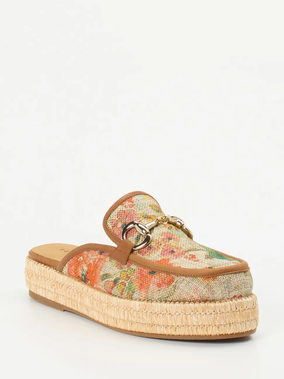 Pedro Miralles – Plateau-Mules aus Textil mit Jute-Detail