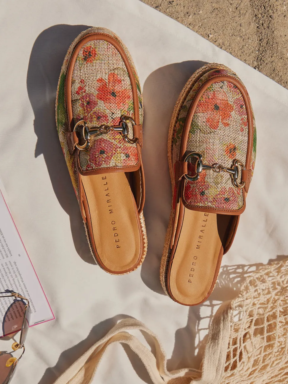 Pedro Miralles – Plateau-Mules aus Textil mit Jute-Detail