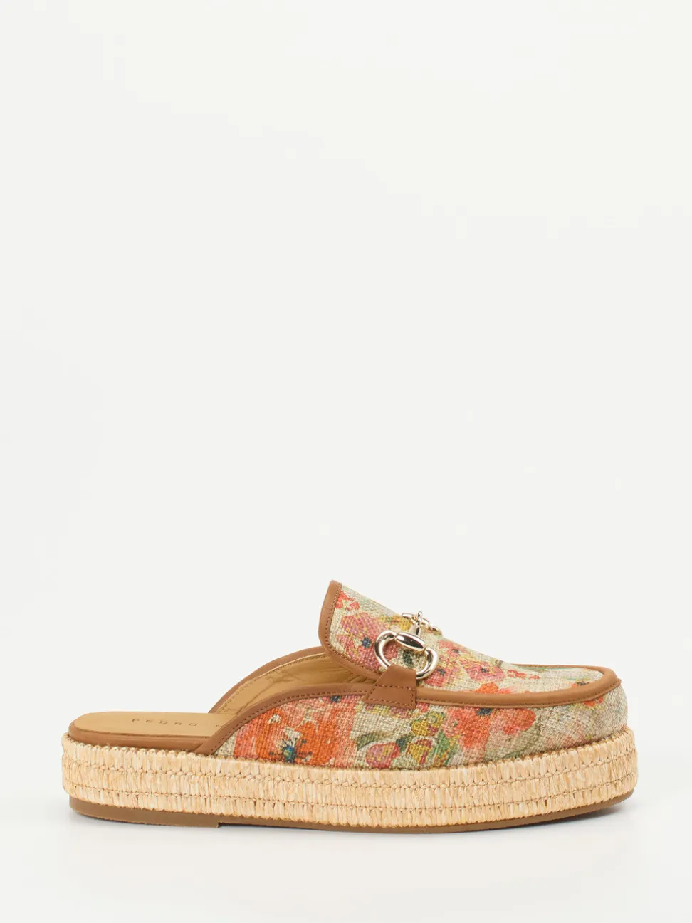 Pedro Miralles – Plateau-Mules aus Textil mit Jute-Detail