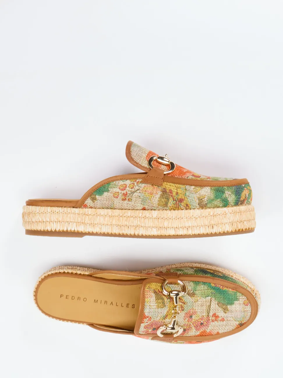 Pedro Miralles – Plateau-Mules aus Textil mit Jute-Detail