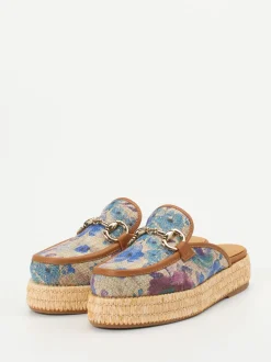 Pedro Miralles – Plateau-Mules aus Textil mit Bastsohle