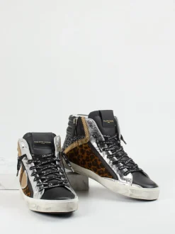 Philippe Model – High-Top Sneaker aus Leder mit Glitzer