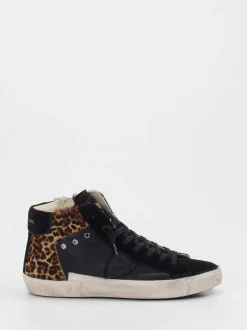 Philippe Model – High-Top Sneaker aus Veloursleder Schwarz