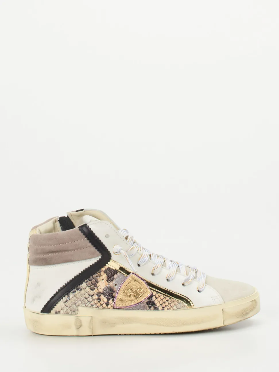 Philippe Model – High-Top Sneaker aus geprägtem Leder beige