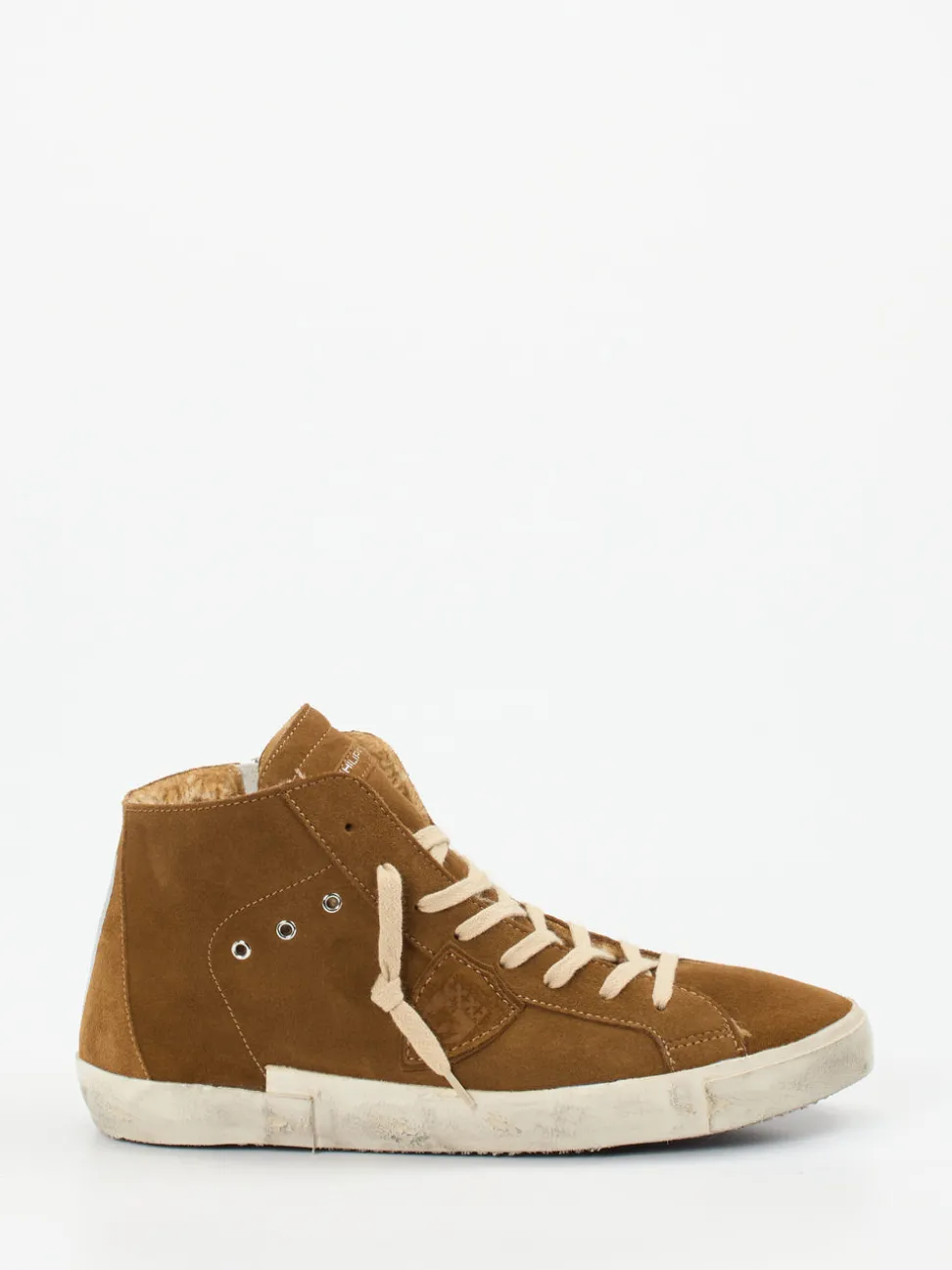 Philippe Model – High-Top Sneaker aus Veloursleder cognac