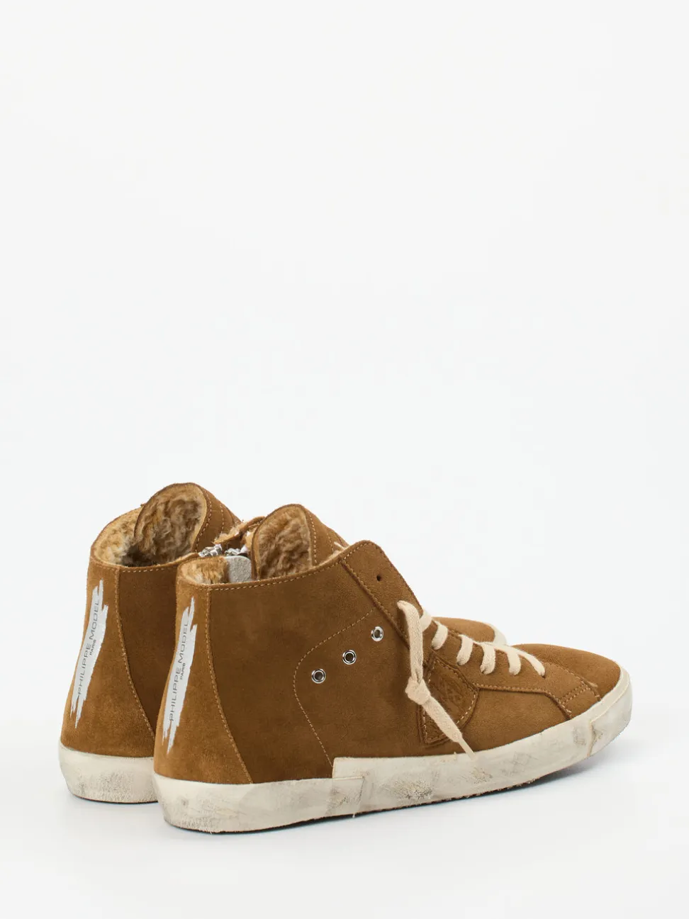 Philippe Model – High-Top Sneaker aus Veloursleder cognac