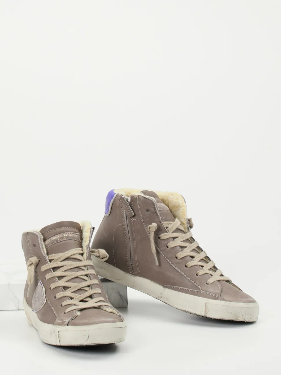 Philippe Model – High-Top Sneaker aus Kalbleder Taupe