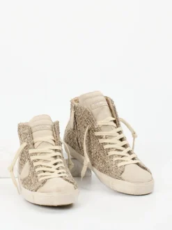 Philippe Model – High-Top Sneaker aus Velour/Textil Taupe