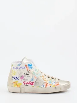 Philippe Model – High-Top Sneaker aus Textil mit Glitzer