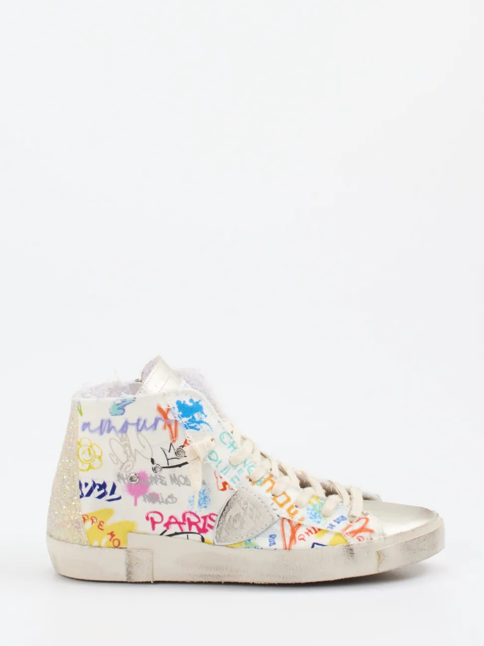 Philippe Model – High-Top Sneaker aus Textil mit Glitzer
