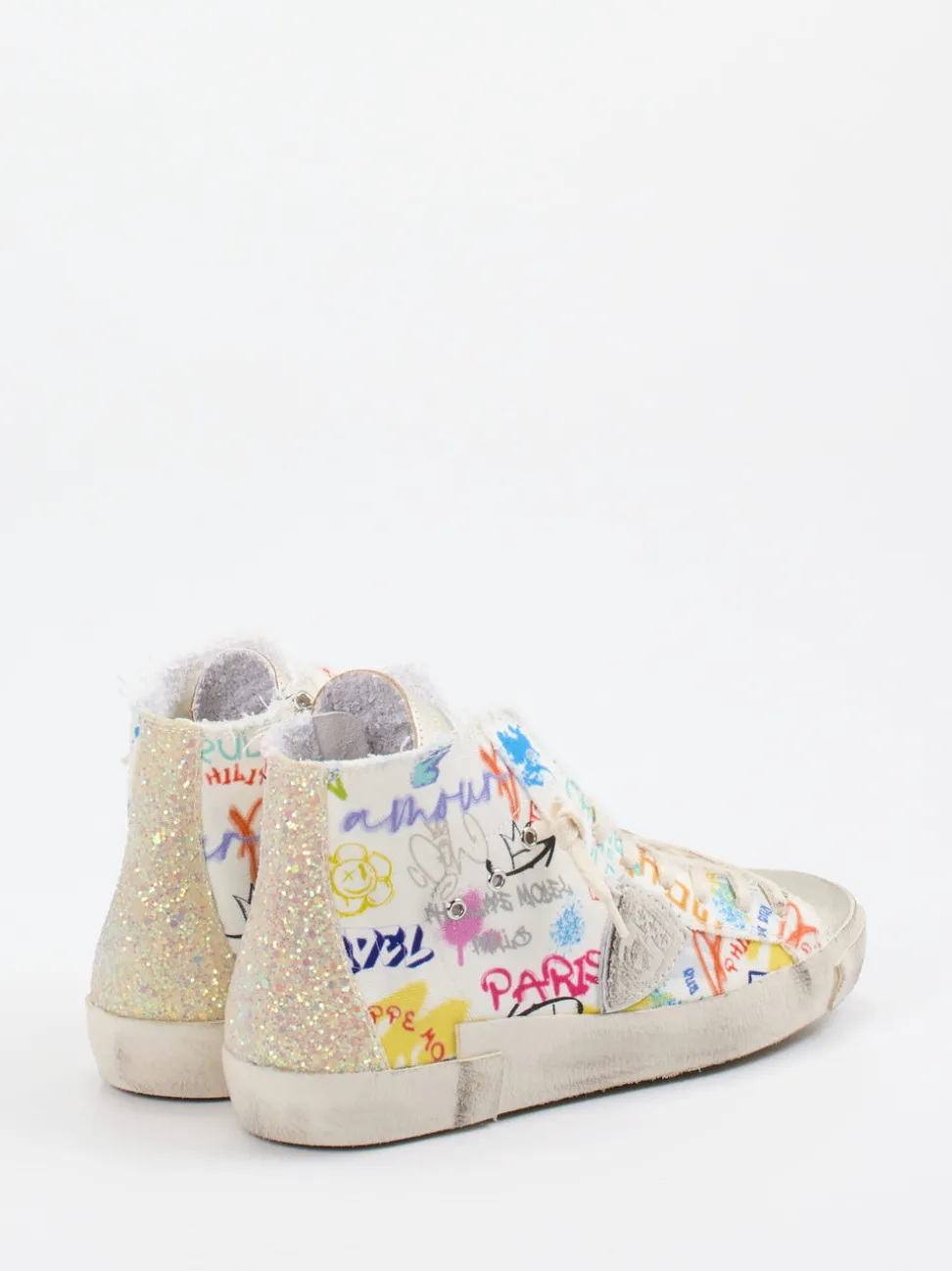 Philippe Model – High-Top Sneaker aus Textil mit Glitzer