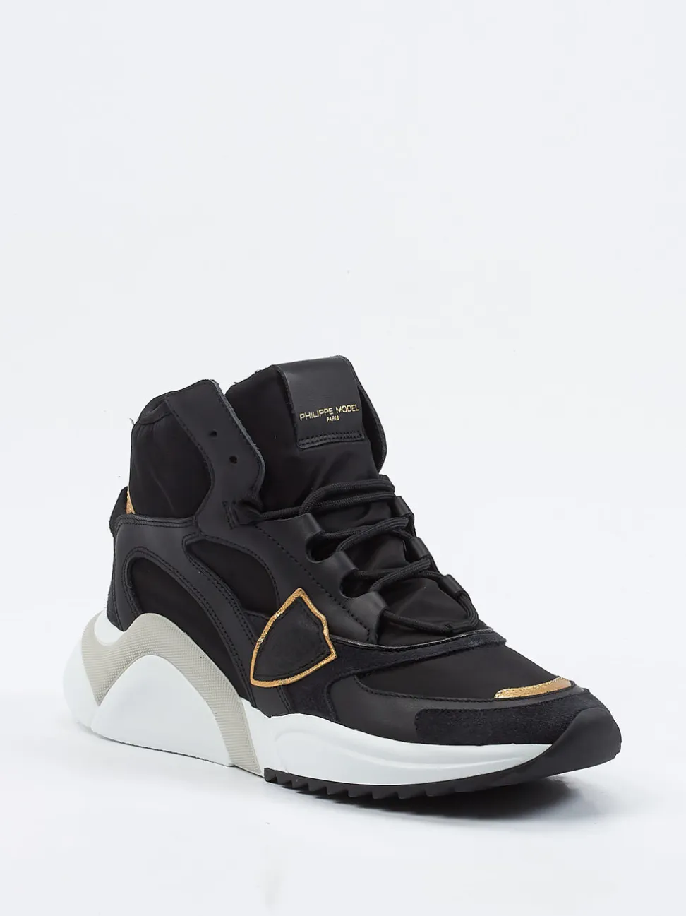 Philippe Model – High-Top Sneaker aus Veloursleder schwarz