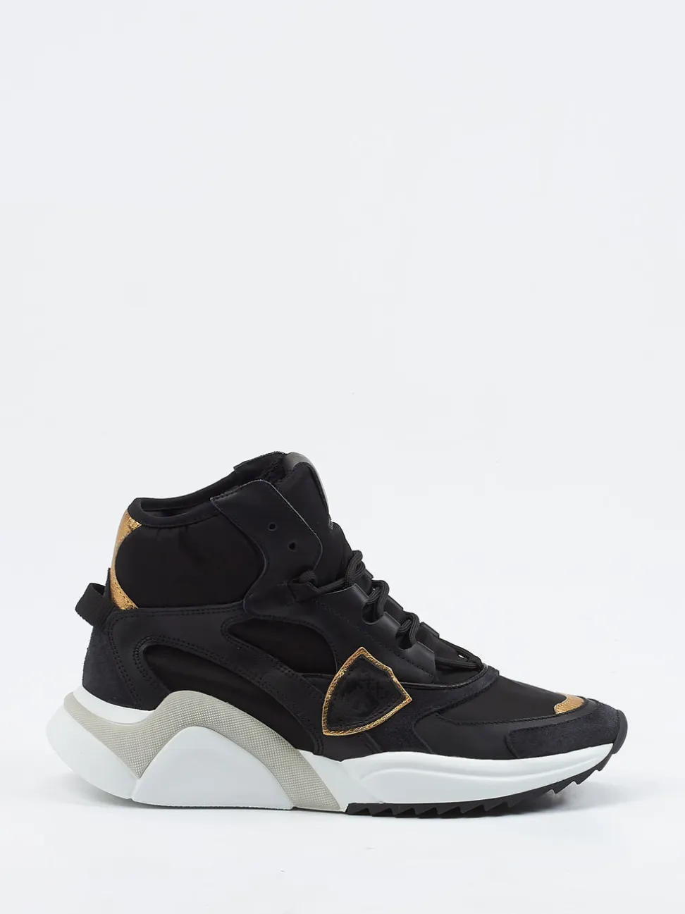 Philippe Model – High-Top Sneaker aus Veloursleder schwarz