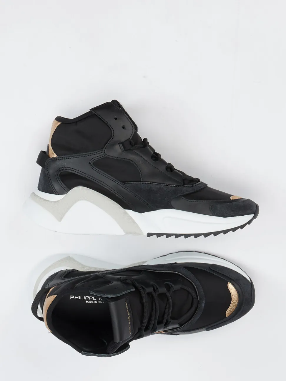 Philippe Model – High-Top Sneaker aus Veloursleder schwarz