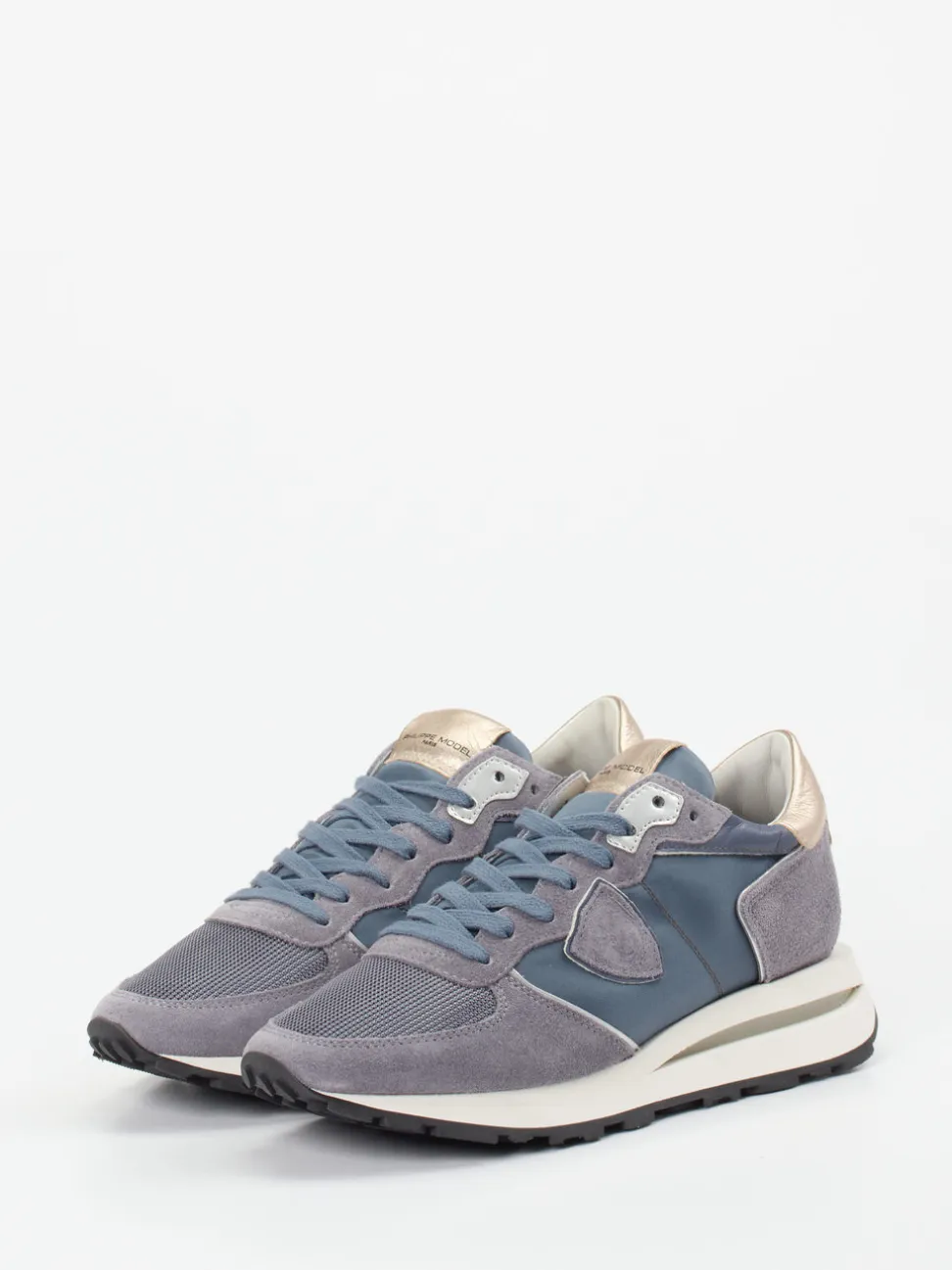 Philippe Model – Retro-Runner aus Veloursleder blau