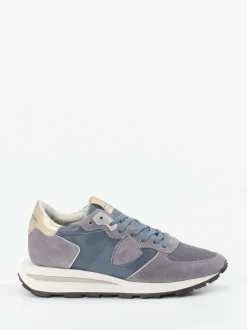 Philippe Model – Retro-Runner aus Veloursleder blau