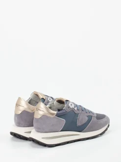 Philippe Model – Retro-Runner aus Veloursleder blau