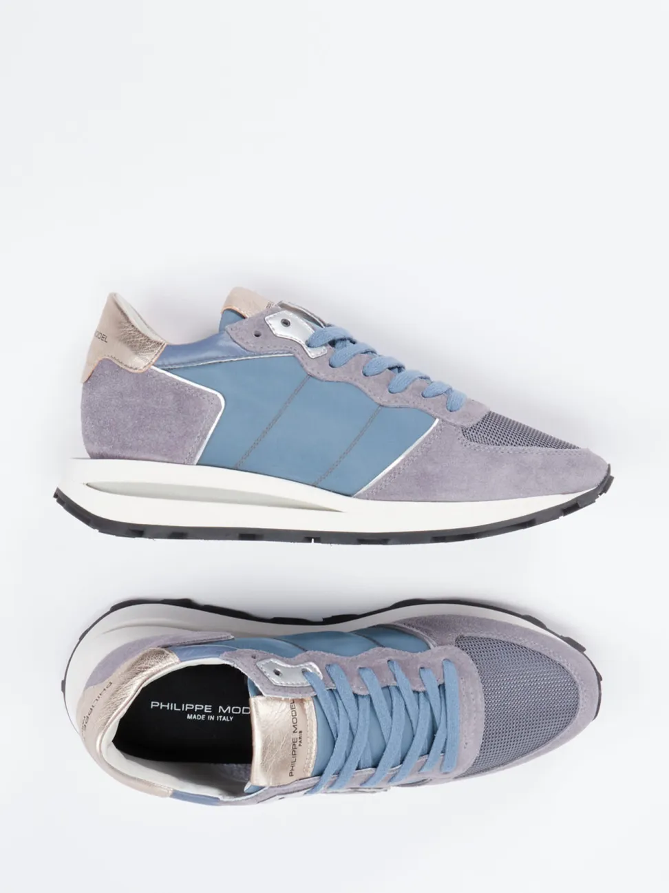 Philippe Model – Retro-Runner aus Veloursleder blau