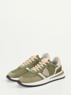Philippe Model – Retro-Sneaker aus Veloursleder Olivgrün