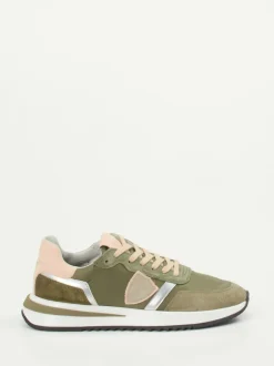 Philippe Model – Retro-Sneaker aus Veloursleder Olivgrün