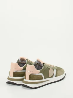 Philippe Model – Retro-Sneaker aus Veloursleder Olivgrün