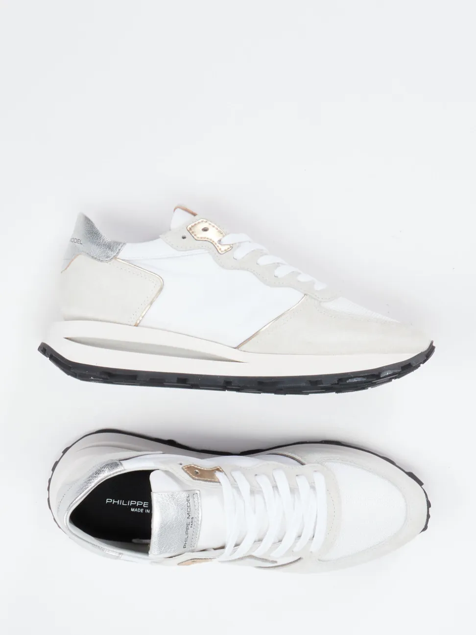 Philippe Model – Retro-Sneaker aus Veloursleder Weiß