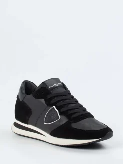 Philippe Model – Retro-Sneaker aus Veloursleder schwarz