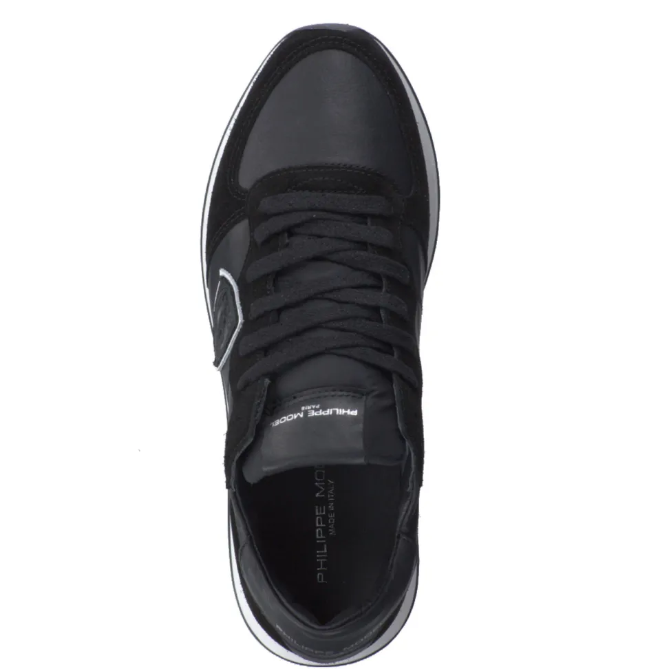 Philippe Model – Retro-Sneaker aus Veloursleder schwarz