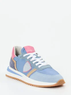 Philippe Model – Retro-Sneaker aus Veloursleder himmelblau