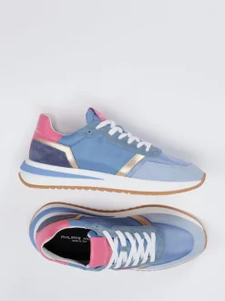 Philippe Model – Retro-Sneaker aus Veloursleder himmelblau